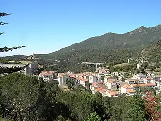 View from the Fort de Bellegarde. To the right the Spanish village of Els Límits