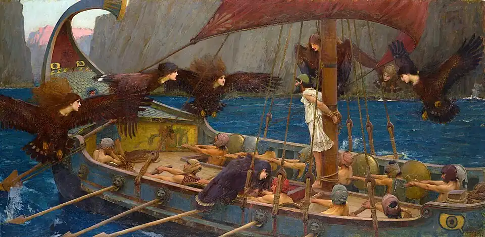 Ulysses and the Sirens, by John William Waterhouse, 1891, oil on canvas, National Gallery of Victoria, Melbourne, Australia[101]