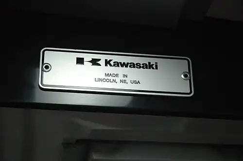 Kawasaki builder's plate on a Washington Metro 7000 series train