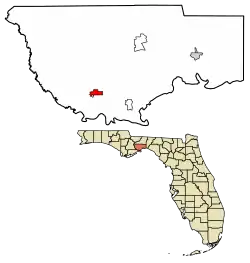 Location in Wakulla County and the state of Florida