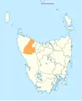 Map showing Waratah-Wynyard LGA in Tasmania