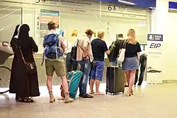 Ticket counters inside the station