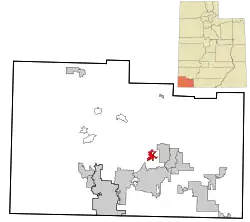 Location in Washington County and the state of Utah