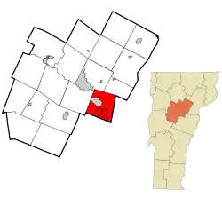 Location in Washington County and the state of Vermont