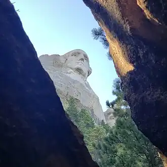 Close up view of George Washington, Presidential Trail