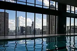 Pool and its south-facing view of the city, photographed in 2016