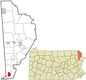 Location in Wayne County and the state of Pennsylvania.