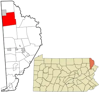 Location in Wayne County and the state of Pennsylvania.