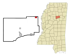 Location of Mantee, Mississippi