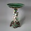 Coloured glazes majolica centrepiece, 16.3 in, c. 1889, Revivalist and naturalistic in style
