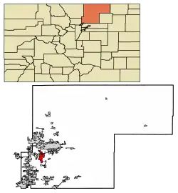 Location of Milliken in Weld County, Colorado.