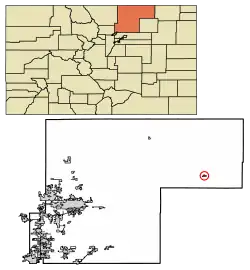 Location of Raymer (New Raymer) in Weld County, Colorado.