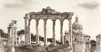 Wendy Artin, Temple of Saturn with Pines, 2018