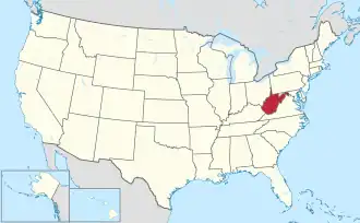 Location of West Virginia within the United States