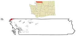 Location in the state of Washington and Whatcom County