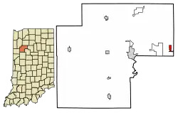 Location of Burnettsville in White County, Indiana.