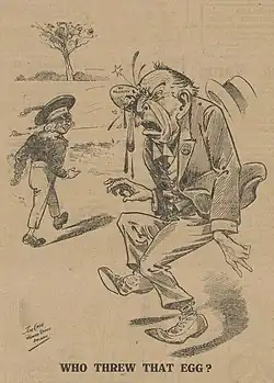 'Who Threw that Egg' by Jim Case (Australia's Pioneer Co-operative Labour Journal, 27 December 1917).