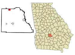 Location in Wilcox County and the state of Georgia