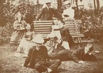William Cassels's family in the garden of their Oporto home, 1860s.