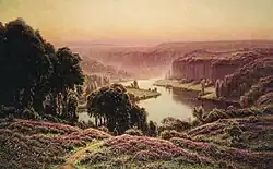 William Didier-Pouget, ca.1907-1908, Bruyères en Fleurs, Le Matin, oil on canvas, 129.5 x 209.6&nbsp;cm (51 x 82.5 inches). Sale, Sotheby's New York: Thursday, October 24, 1996, Lot 302 (entitled Bruyeres en fleurs: Le matin)