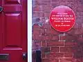 Plaque on the house in Sneinton in which Booth was born on 10 April 1829