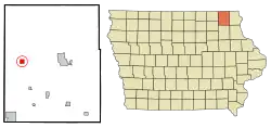 Location of Ridgeway, Iowa