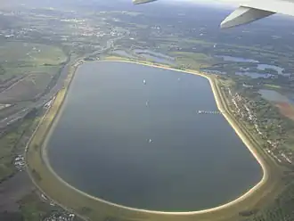 Aerial view of reservoir