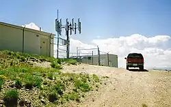 A short-mast cell site on top of a mountain in Wyoming, USA