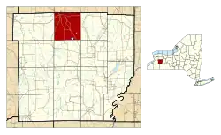 Location in Wyoming County and the state of New York.