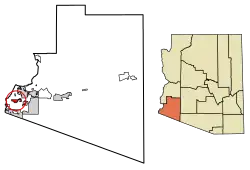 Location of Somerton in Yuma County, Arizona