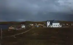 Houses and the St. Nicholas Russian Orthodox Church in Nikolski