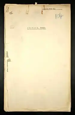 British Army intelligence file on Thomas Johnson (1922)